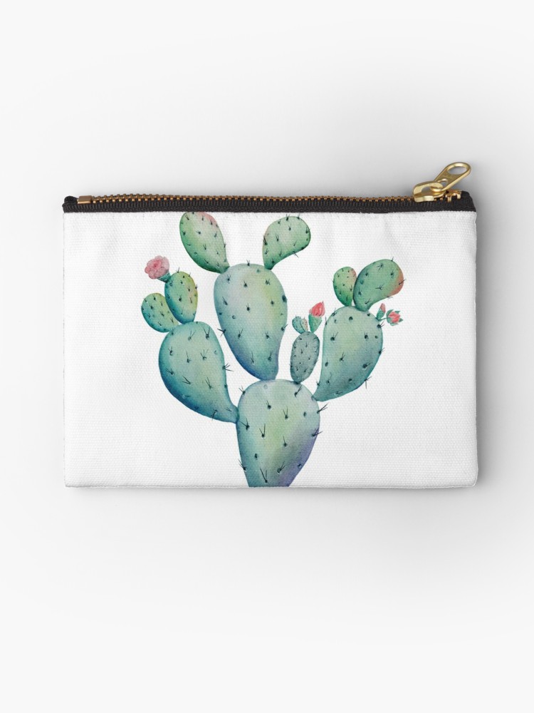 750x1000 Prickly Pear Watercolor Desert Cactus Studio Pouches By