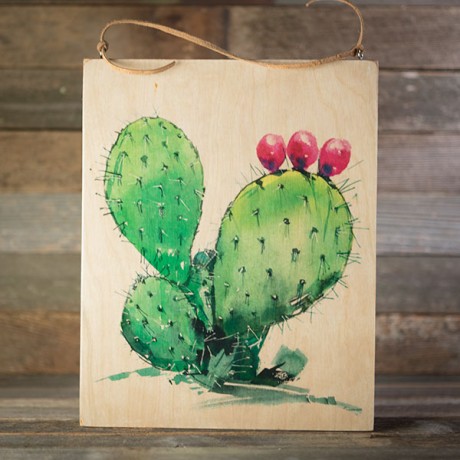 460x460 Prickly Pear Watercolor On Wood
