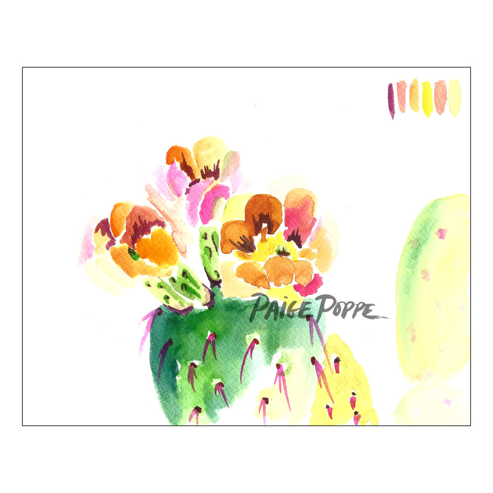 1000x1000 Technicolor Prickly Pear Watercolor Print Paige Poppe