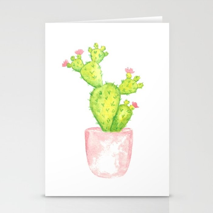 700x700 Prickly Pear Cactus Watercolor Stationery Cards By