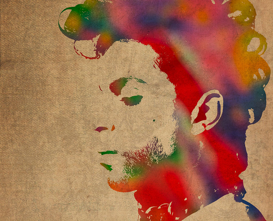 900x729 Prince Watercolor Portrait On Worn Distressed Canvas Photograph By