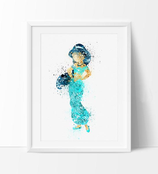 547x600 Disney Princess Jasmine, Watercolor Art, Nursery Art Print, Disney