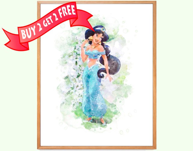 642x504 Princess Jasmine Art Jasmine Watercolor Print Aladdin Poster Etsy