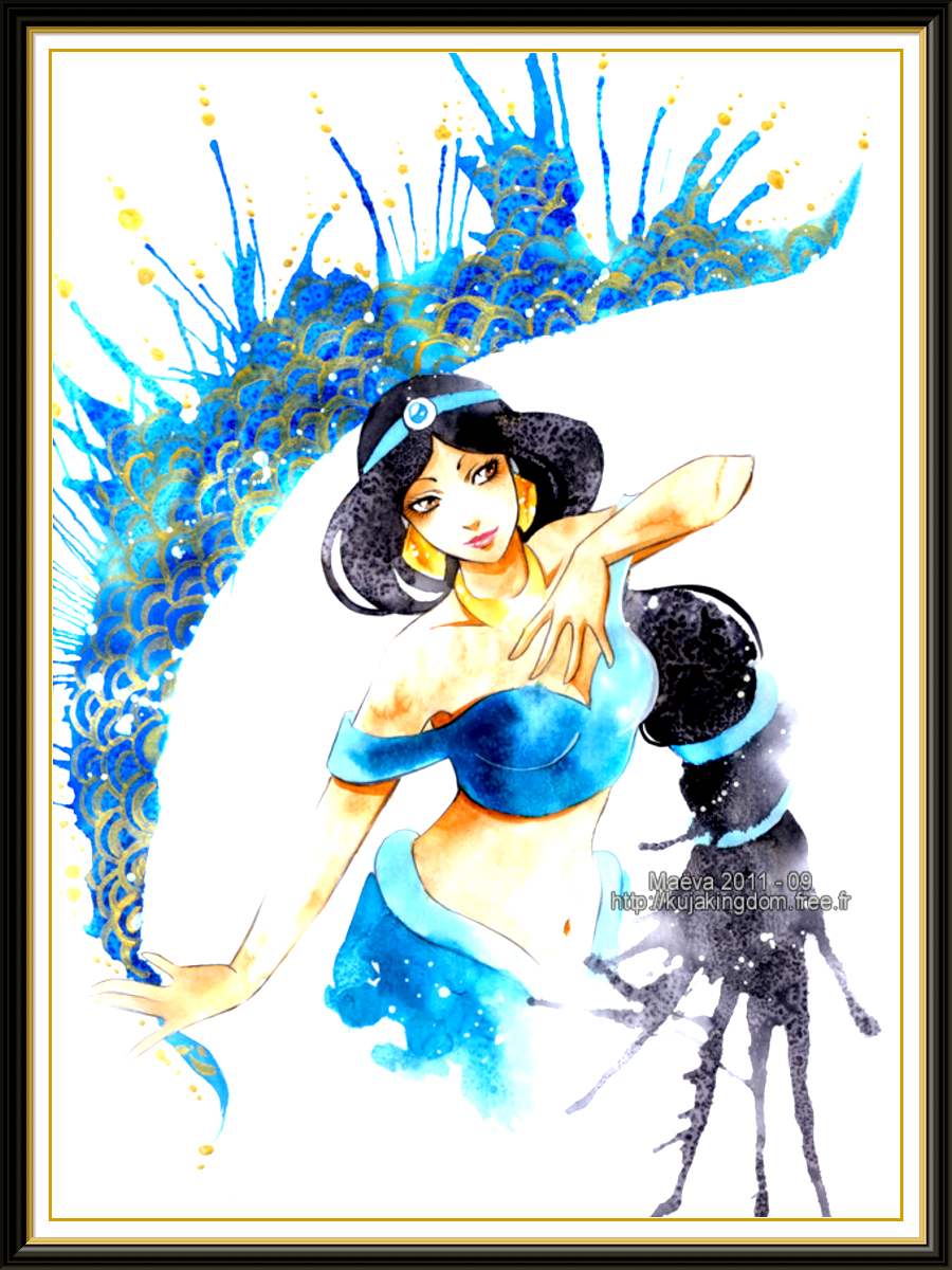 900x1200 Princess Jasmine Watercolor Disney Art Print On Old Pages From