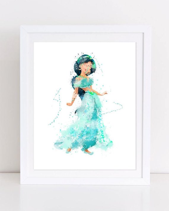 570x713 Princess Jasmine Watercolor Poster Disney Poster Aladdin Etsy