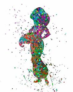 236x300 Watercolor Pop Art Print Inspired By Jasmine Princess Story Book