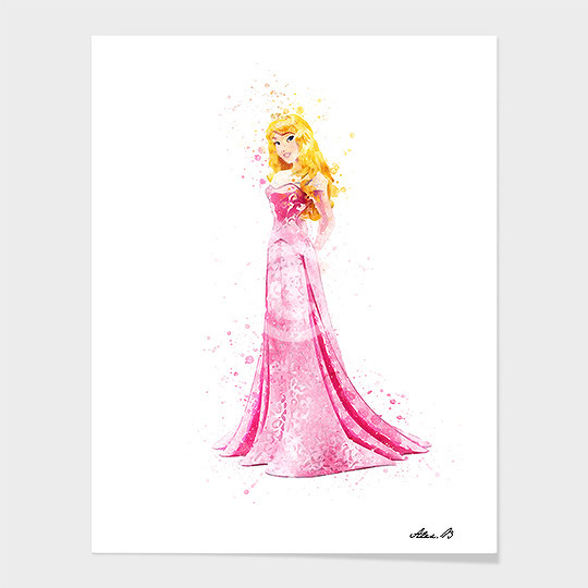 540x540 Sleeping Beauty Disney Princess Watercolor Art Print