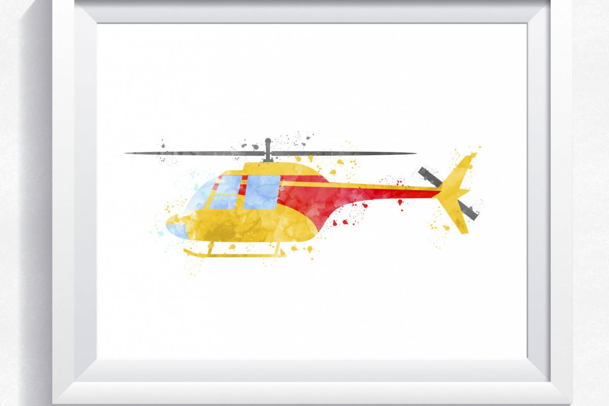 1201x800 Helicopter Printable, Watercolor Helicopter Print, Printable