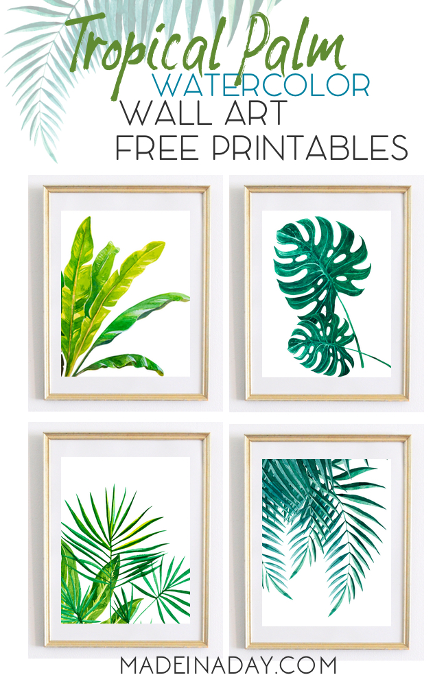650x1000 Tropical Palm Watercolor Wall Art Printables Made In A Day