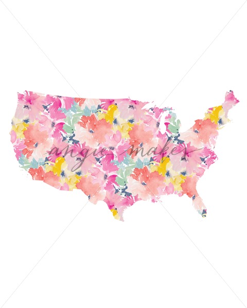 480x600 Adorable, Painted Watercolor Usa Printable Wall Art.