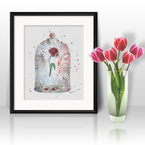 300x300 Beauty And The Beast Rose Disney Print Printable Watercolor Art