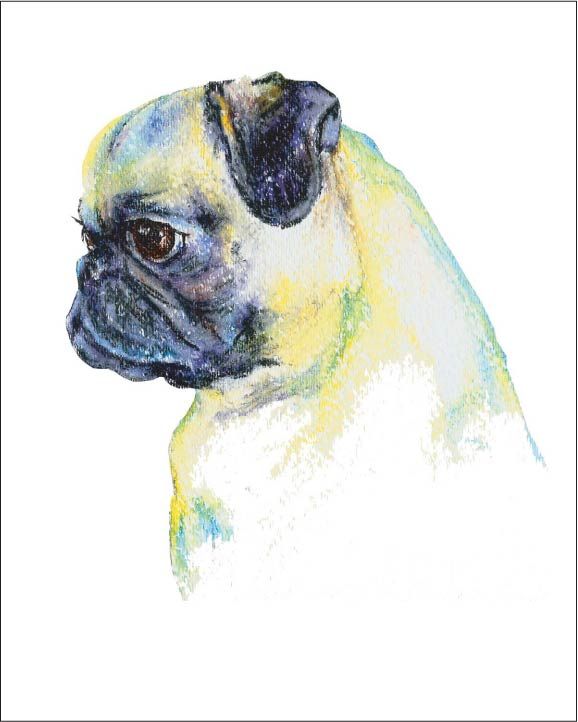 578x722 Pug Watercolor Art