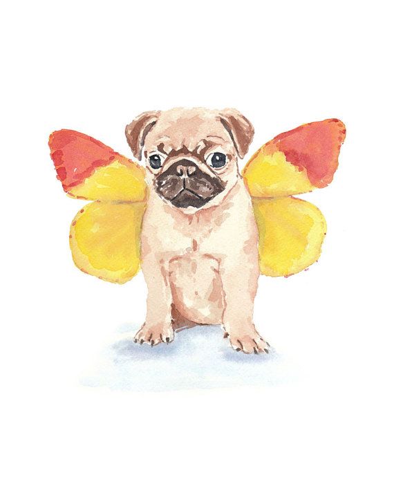 570x713 Pug Watercolor Print