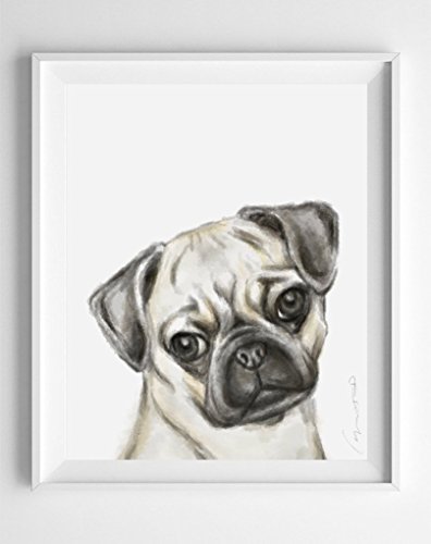 396x500 Pug Watercolor Painting