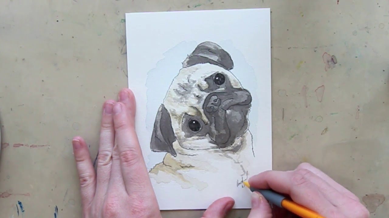1280x720 Pug Watercolour Speedpaint