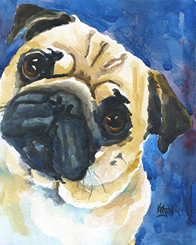 400x500 Pug Dog Fine Art Print On 100% Cotton Watercolor Paper