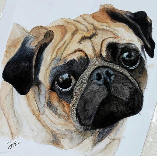 614x609 Watercolor Pug Pastel By Subha Subha