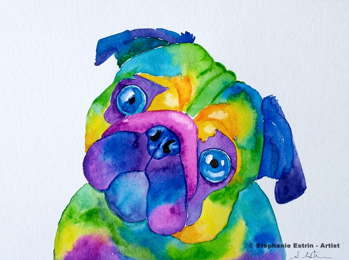 700x522 Watercolor Pug Stephanie Estrin