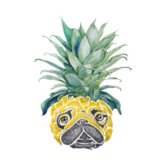 630x630 Pineapple Pug Watercolor