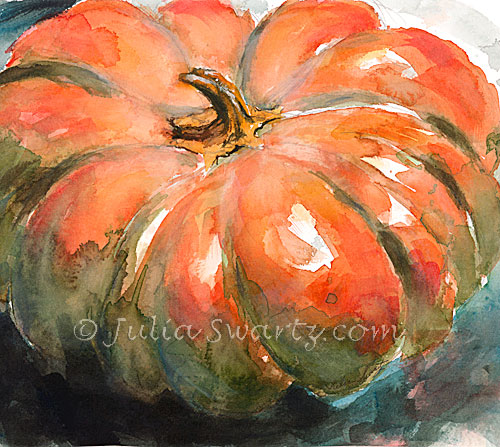 500x447 Julia Swartz Fine Art Gallery Pumpkin Iwatercolor Painting