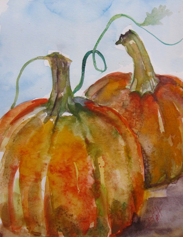 617x800 Pumpkin Watercolor Painting Art On Paper