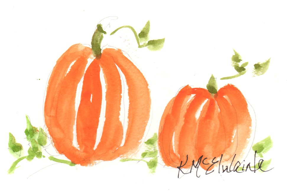 971x648 Sketching With Watercolor Pumpkins Kathleen Mcelwaine Art