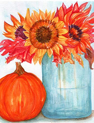 384x500 Sunflowers Print Of Painting, 5 X 7, Leaves, Pumpkin