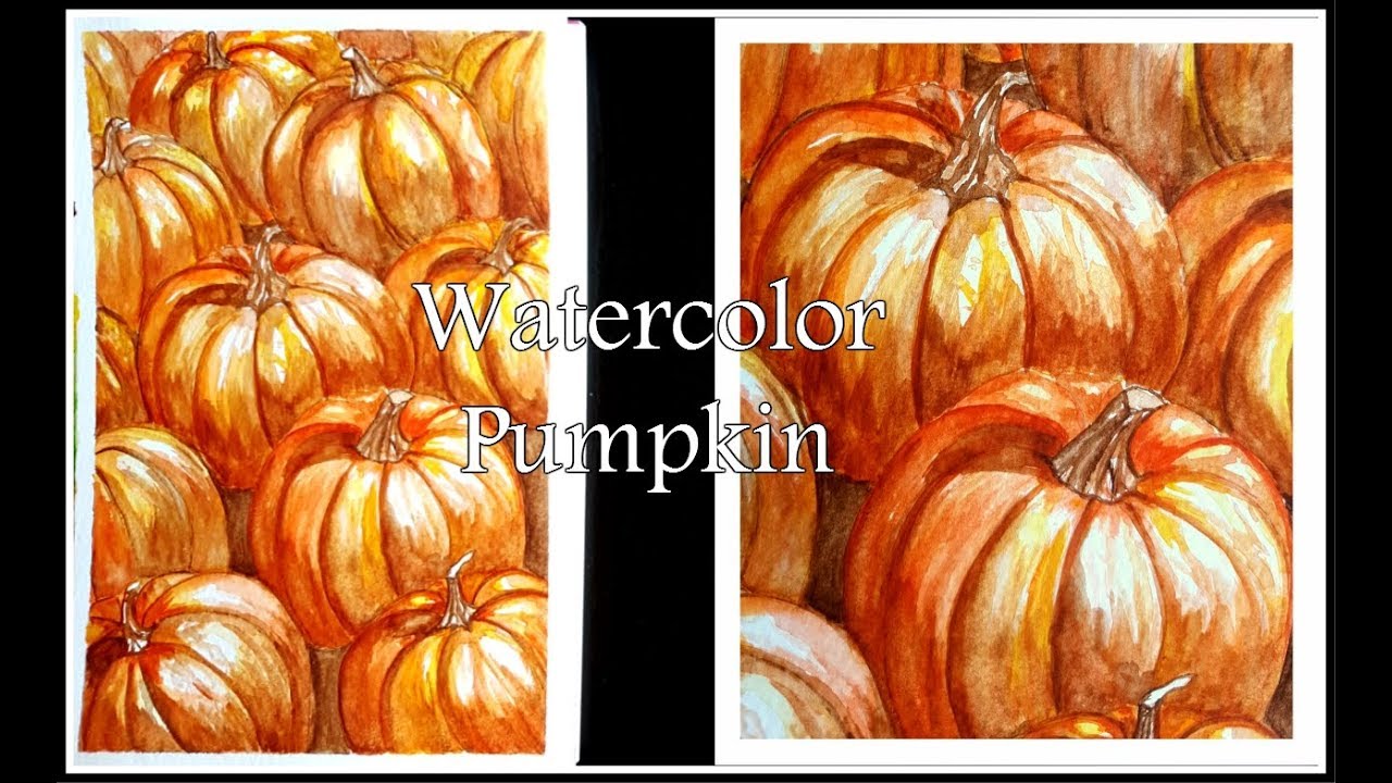 1280x720 Easy Watercolor Pumpkin Painting Time Lapse