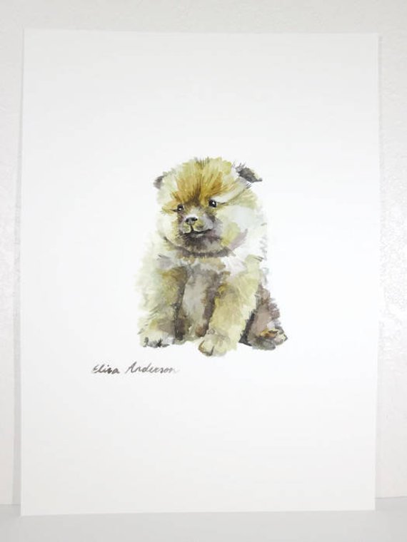 570x760 Original Watercolor Painting Puppy Watercolor Chow Chow Dog