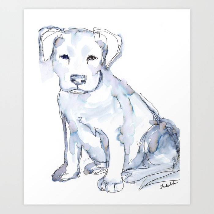 700x700 Pit Bull Puppy (For Kerry), Watercolor Art Print By