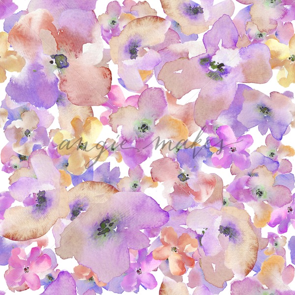 600x600 This Purple Watercolor Flower Pattern Repeats Seamlessly