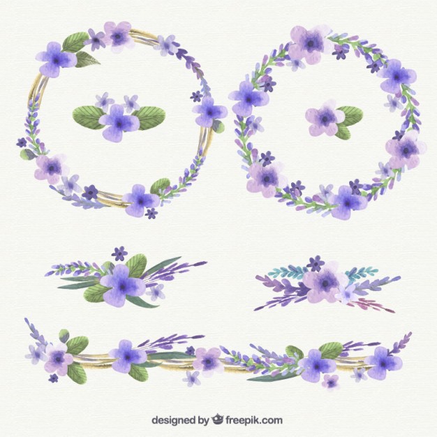 626x626 Watercolor Purple Wreaths Vector Free Download