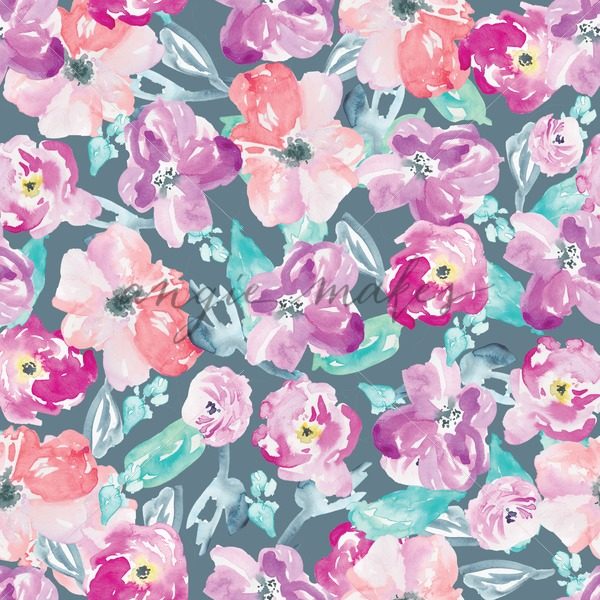 600x600 Modern Watercolor Flower Pattern. This Adorable Handpainted