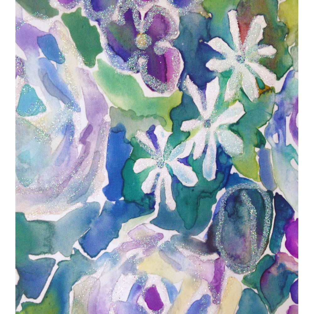 1000x1000 Watercolor Roses Amp Violets In Purple, Green Amp Turqoise