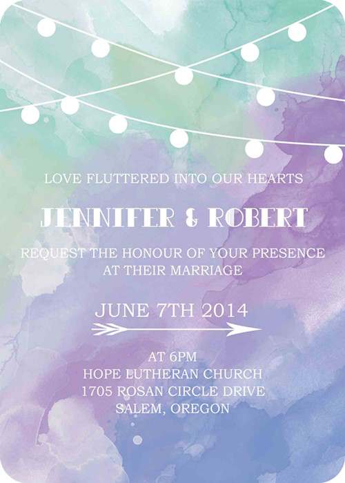 500x700 Cheap Blue, Purple And Green Watercolor Stringlights Ticket Shape