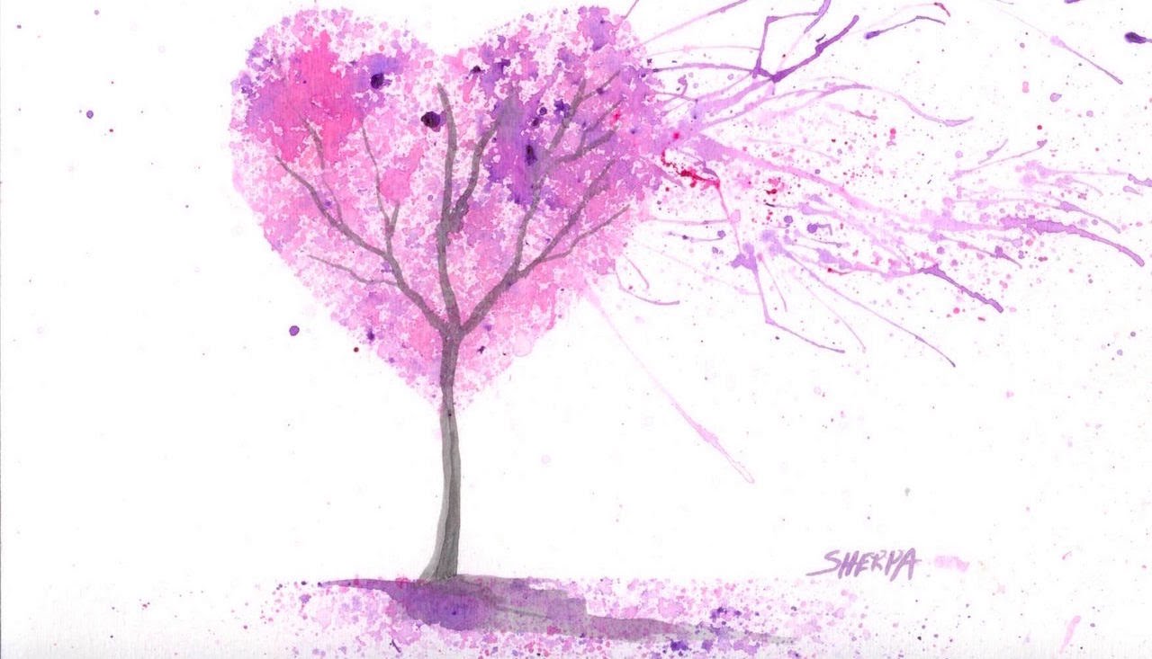 1280x733 Easy Acrylic Watercolor Splatter Art The Cherry Blossom Love Tree