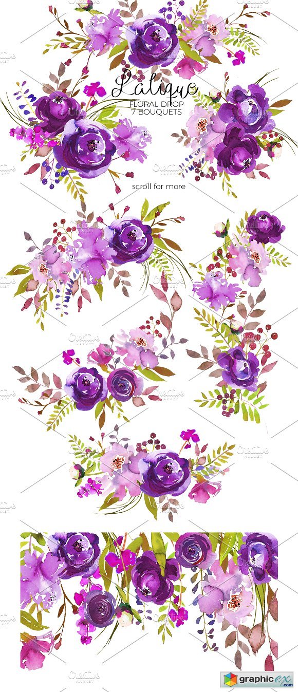580x1347 Violet Purple Watercolor Flowers Free Download Vector Stock