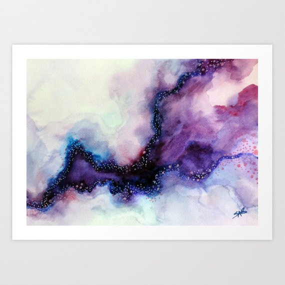 570x570 Art Print Watercolor Painting Abstract Purple Art Canvas Etsy