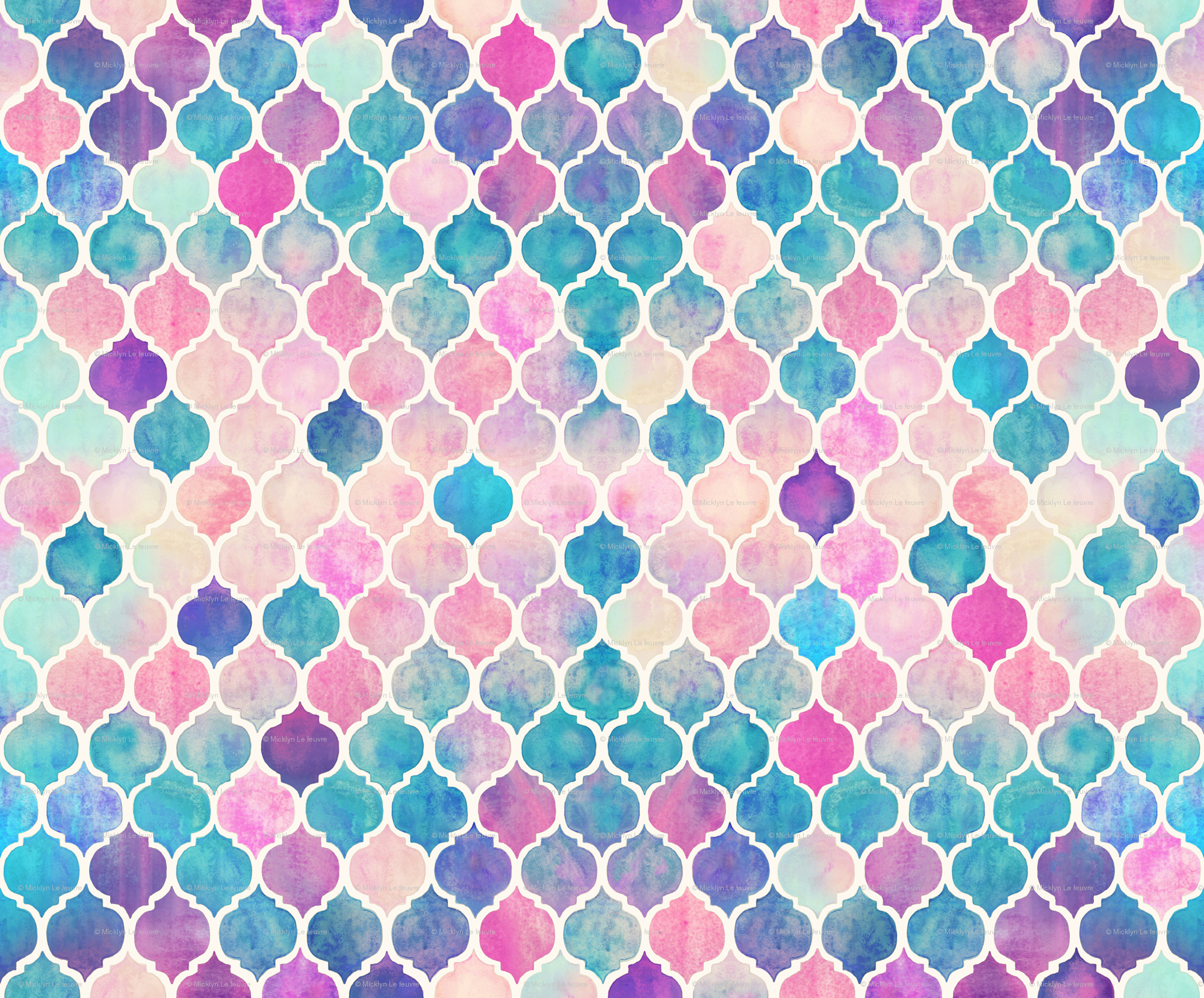 2000x1658 Rainbow Pastel Watercolor Moroccan Pattern Wallpaper
