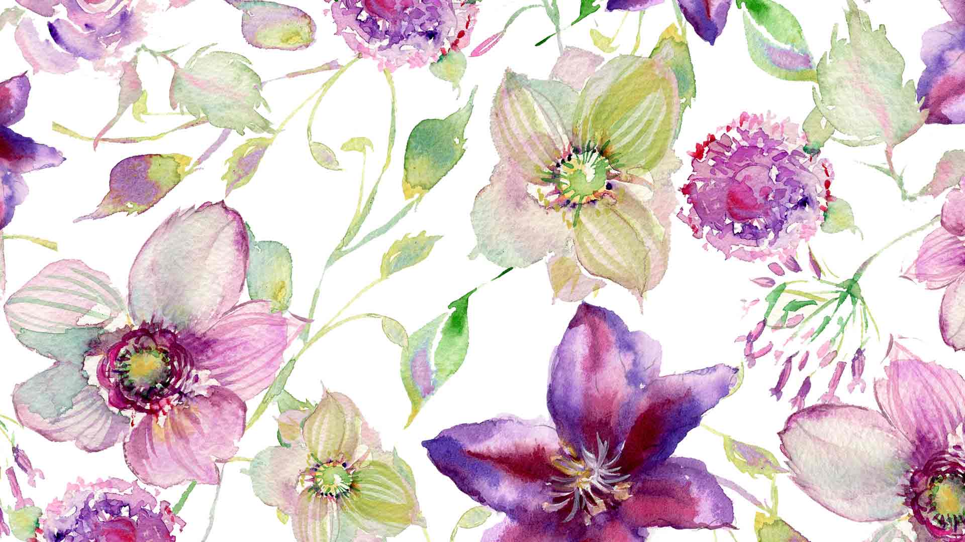 1920x1080 Violet Watercolor Flower Wallpapers Download Large Screen