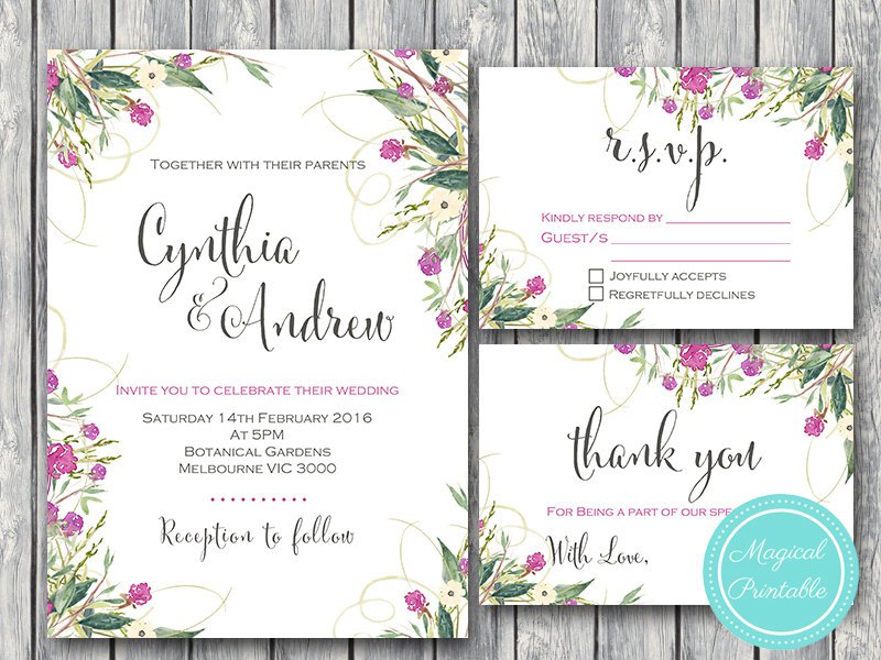 800x600 Purple Watercolor Wedding Invitation, Rsvp, Thank You, Party Invite