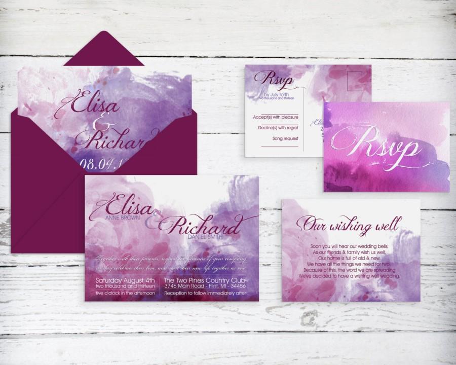 900x720 Watercolor Wedding Invitation Printable, Print At Home Files For