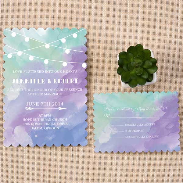 600x600 Bracket Shaped Shades Of Green And Purple Watercolor Wedding