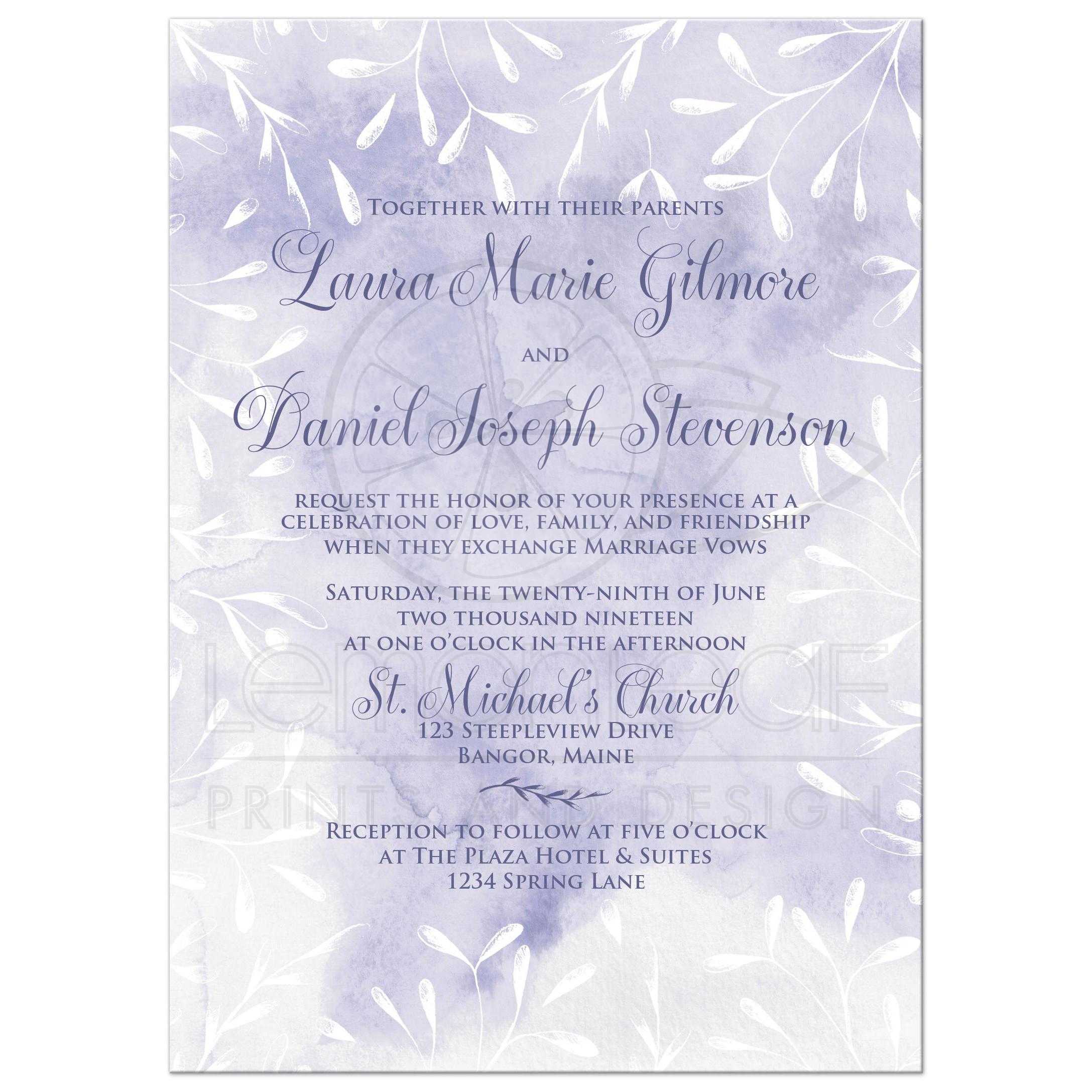 2175x2175 Frosted Foliage On Purple Watercolor Wedding Invitation