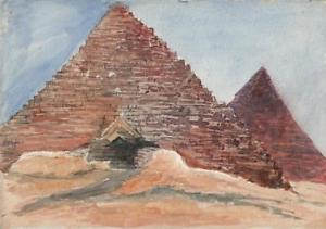 300x211 Entrance To Pyramid Egypt Victorian Watercolour Painting C1885 Ebay