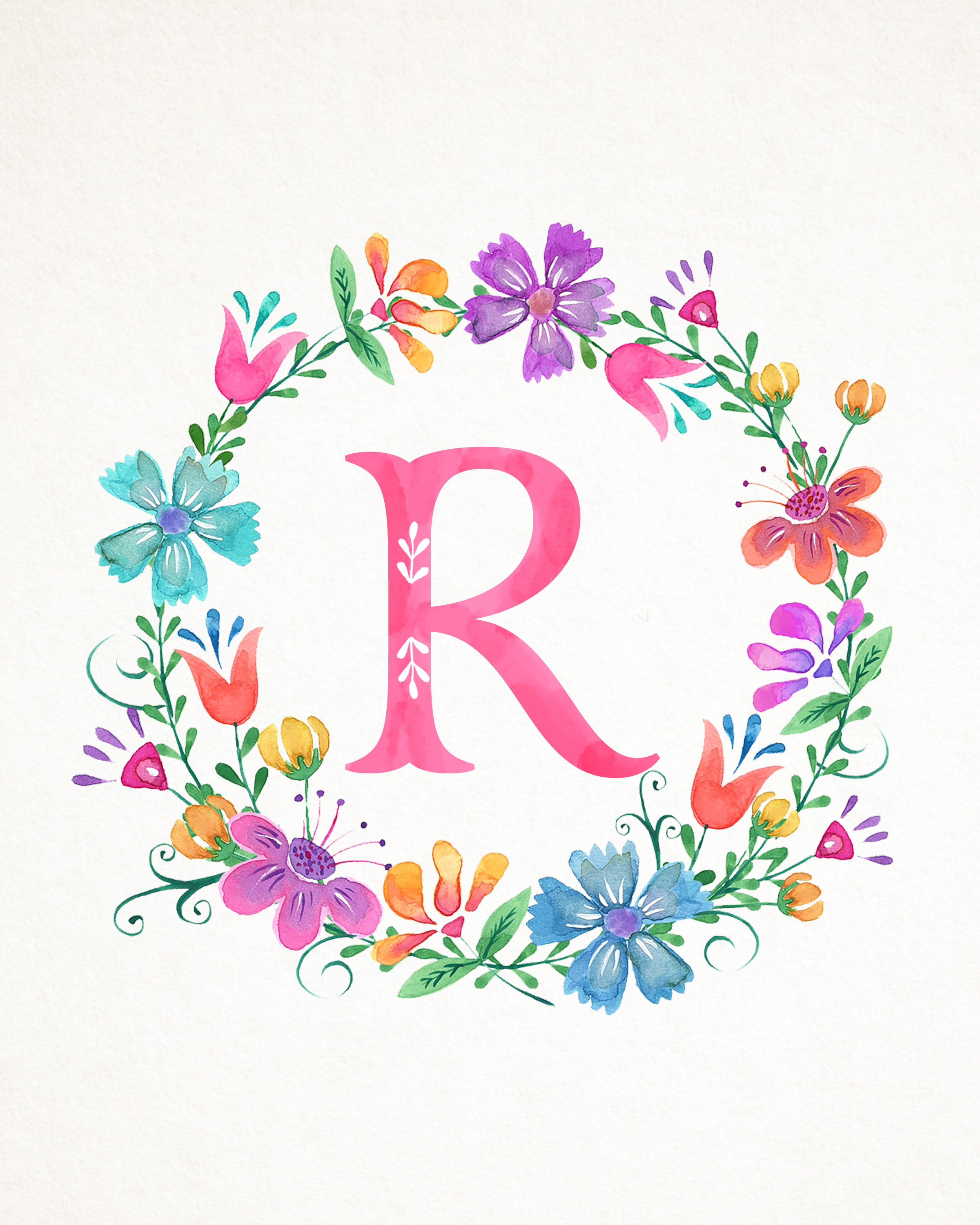 2400x3000 Free Printable Whimsical Watercolor Monograms