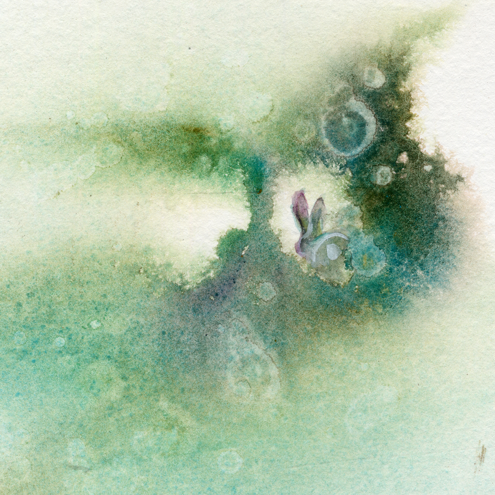 1000x1000 Follow The Rabbit (Original Watercolor Painting)