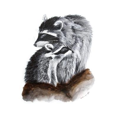 400x400 Mom And Baby Raccoon Art Woodland Animal Print Tiny Toes Design