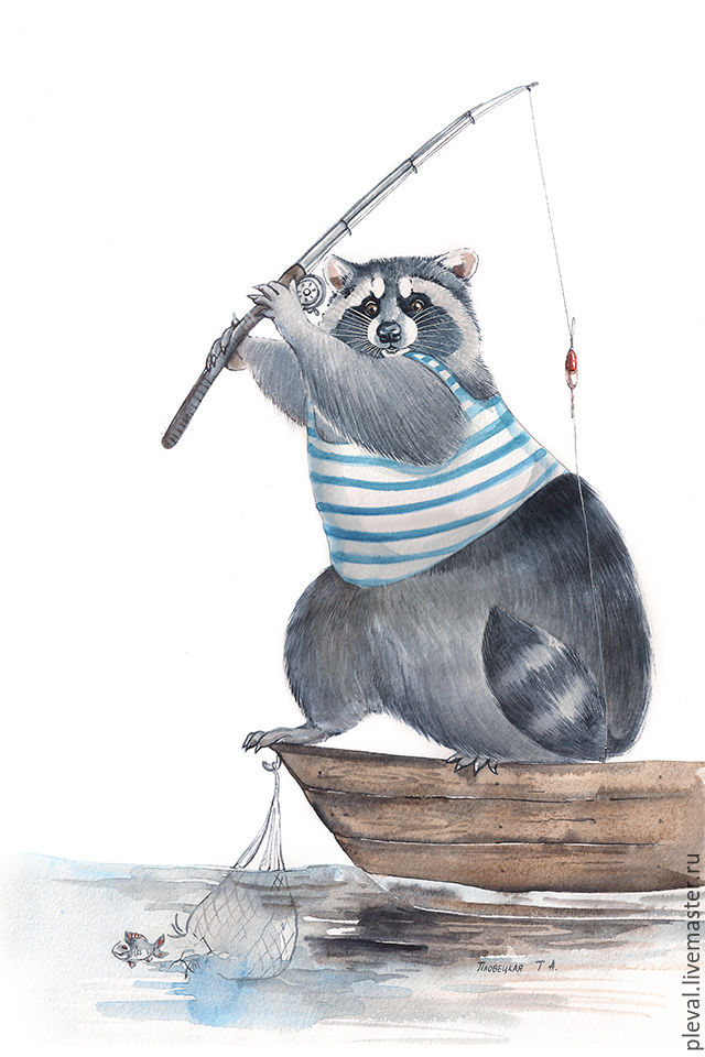 640x960 Raccoon Watercolor Painting