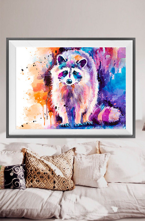500x763 Raccoon Watercolor Painting Print